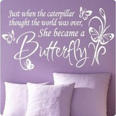 ... girl's bedroom with these cute wall quotes and sayings. Also featured