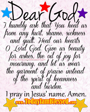 Prayer for Healing from www.TodayIamBlessed.com.