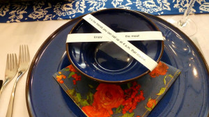 Decorating each place setting with a different quote...