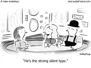 Dating Cartoon 3401: He's the strong silent type.