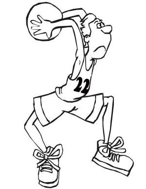 NBA, : Cartoon of NBA Player Slam Dunk Coloring Page