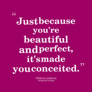 Just because you're beautiful and perfect, it's made you conceited.