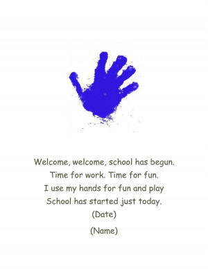 handprint first day of school poem by kellys3ps