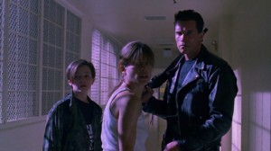 ... Sarah Connor), and Edward Furlong (John Connor) in Terminator 2