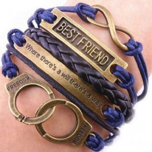 Best Friend Infinity Charm Bracelet with Leaf and Bird Friend... More