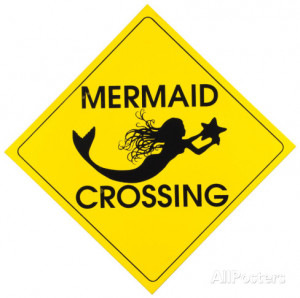 Mermaid Crossing Tin Sign