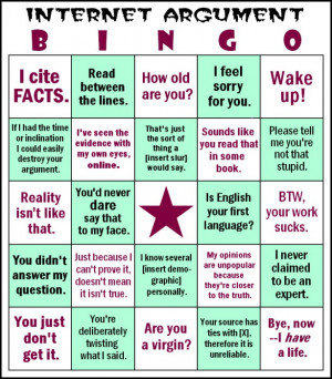 Internet argument bingo