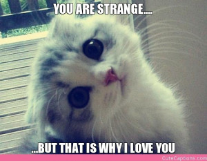 YOU ARE STRANGE...., ...BUT THAT IS WHY I LOVE YOU