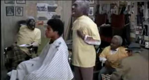 ... Coming To America - barber shop scenes. The guy getting his hair c
