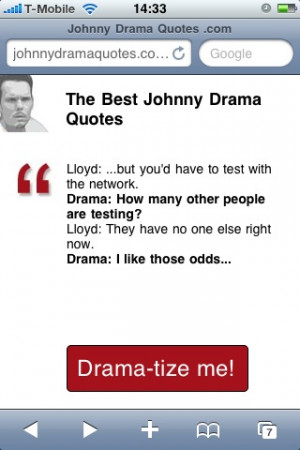 Johnnydramaquotes.com on iPhone in portrait mode. Notice the ...