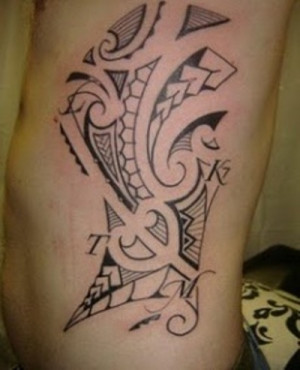 men tribal rib cage tattoo design