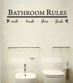 ... RULES Wash Brush Floss Flush Quote Vinyl Wall Decal Sticker 5pcs/lot