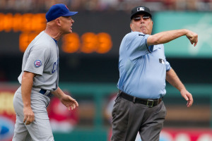 Mike Quade Manager Mike Quade 8 of the Chicago Cubs is ejected from
