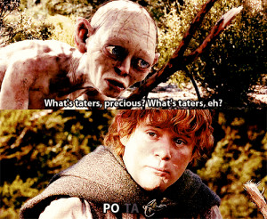 gollum, potatoes, samwise gamgee, smeagol, the lord of the rings