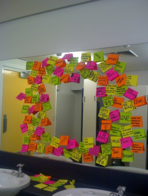 Bathroom mirror - motivational quotes