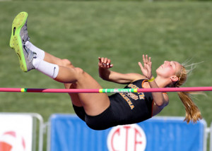 way to her state championship in the high jump. She made the winning ...