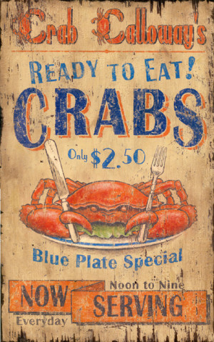 Crab Calloway Seafood - Vintage Beach Sign