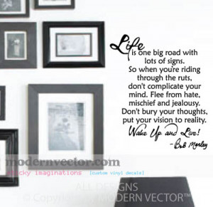 Details about Bob Marley Vinyl Wall Quote Decal WAKE UP AND LIVE!