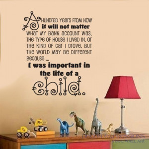 ... not matter... difference in the life of a child Vinyl Wall Quote Decal
