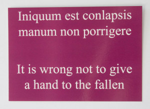 ... ! Give a hand - Dark magenta latin quote postcard - Seneca the Elder