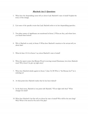 Macbeth Act 5 Questions and Quotes