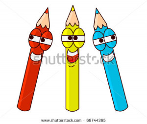 COLOR PENCILS Funny color pencils. Digital illustration. - stock photo