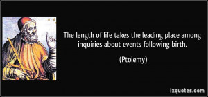 ... leading place among inquiries about events following birth. - Ptolemy