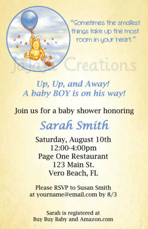 Classic Pooh Series Baby Shower Invitation - Winnie the Pooh Disney ...
