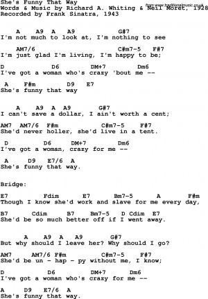 ... with guitar chords for She's Funny That Way - Frank Sinatra, 1943