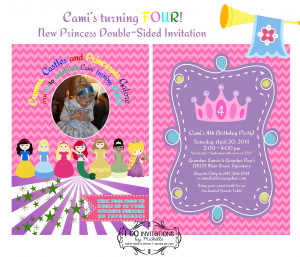 Custom Photo Birthday Party Invitations Disney Princess