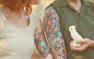 Love these his and her owl tattoos!