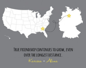 Friends Long Distance Map Prin t- friends forever gift, long distance ...