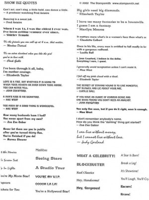 Main / Unmounted Stamp Sheets / Show Biz Quotes Art Rubber Stamps