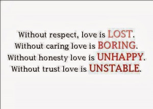 , love is Lost. without caring love is Boring. without honesty love ...