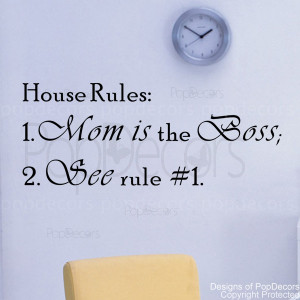 Removable Wall Decal -House Rules- Vinyl Words and Letters Quote Decal
