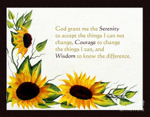Sunflowers And Serenity Prayer Painting