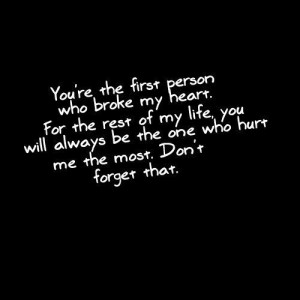 ... You Will Always Be The One Who Hurt Me The Most. Don’t Forget That