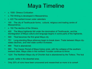 Ancient Mayan Civilization Timeline Maya Timeline