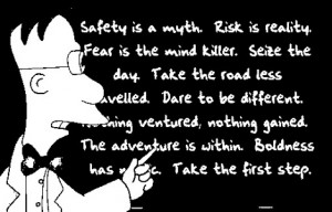 Safety is a myth. Risk is reality. Fear is the mind Killer. Seize the ...