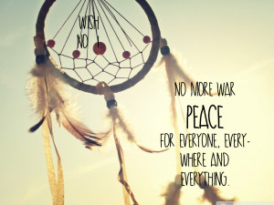 dreamcatcher, feather, love, peace, quote, text
