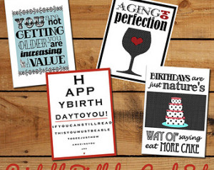 Printable Birthday Cards Set of Fu nny Birthday Quotes - DIY printable ...