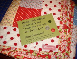 Love this as a card when you give a quilt as a gift.