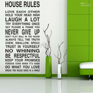 HOUSE RULES -PVC Wall Lettering Stickers Quotes and Sayings Home Art ...