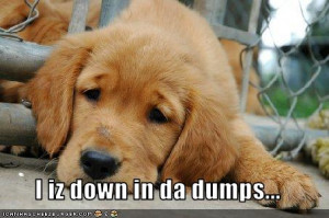 Today's idiom is Down In The Dumps , which means: