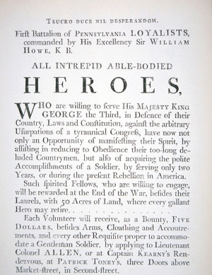 ... Loyalists, during the American Revolutionary War by English School