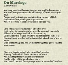 On Marriage - Kahlil Gibran
