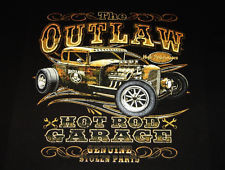 Outlaw Garage Hot Rod RACING T SHIRT ROAD MOTOR Biker RIDER HOTROD TEE ...