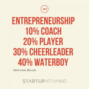 ... , 20% player, 30% cheerleader, 40% waterboy. -Aaron Levie, Box.com
