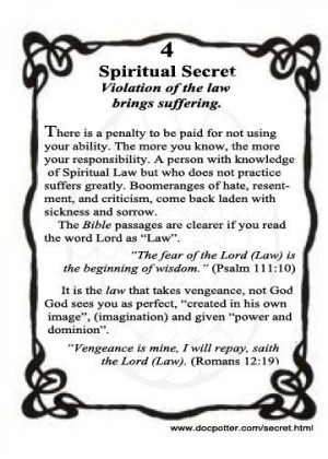 Spiritual Secret #4 Violations of the Law brings suffering. Expand to ...