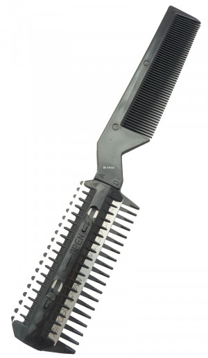 Salon Razor Comb Hair Cutting Cutter Thinning + Free Blades BLACK ...